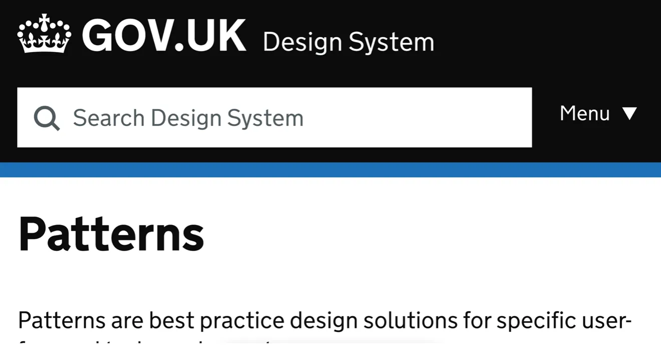 Example of the GOV.UK Design System website in desktop view