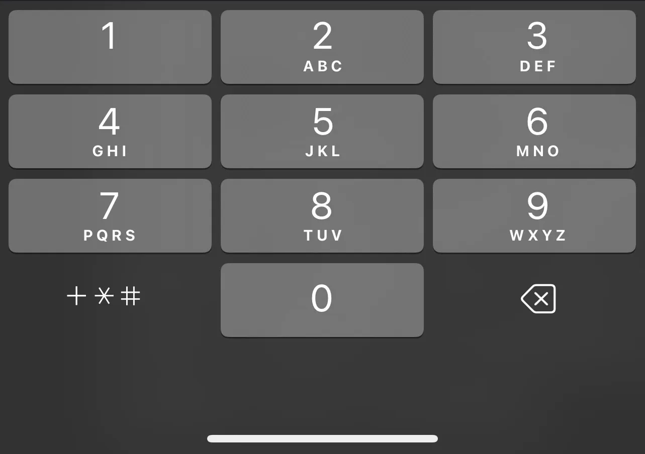 IOS Telephone Keyboard